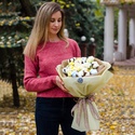 Букет з бавовни, тюльпанів та троянд