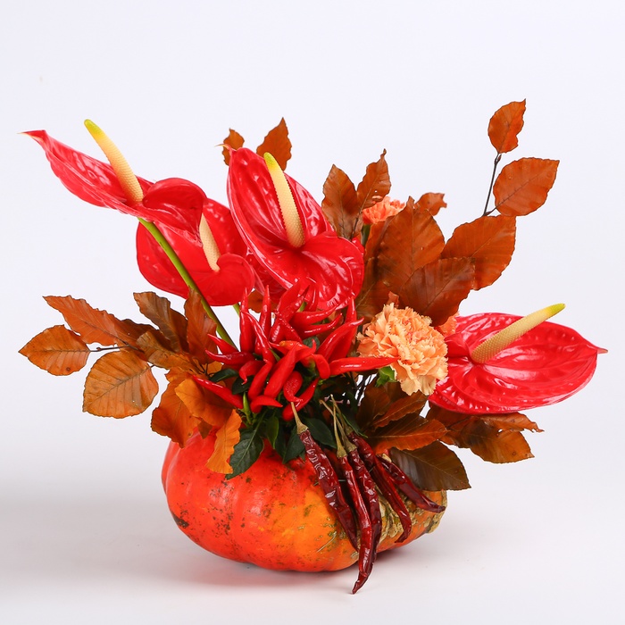 Квіти в гарбузі "Осінній подарунок"