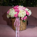 Корзина с гортензиями и розами "Ароматные признания"