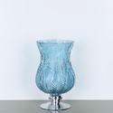 Ваза стеклянная Розалин, голубая с серебром
