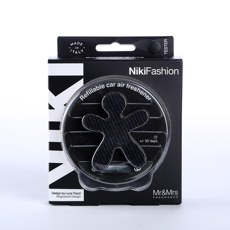 Ароматизатор в машину чоловічок Mr&Mrs NIKI FASHION Bergamot & Iris - Laminated Silver/Black