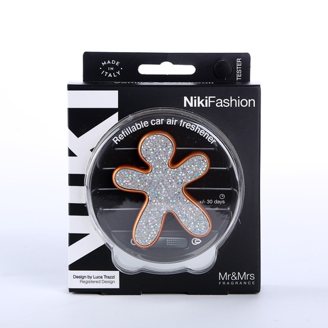 Ароматизатор в машину чоловічок Mr&Mrs NIKI FASHION Vanilla & Patchouly - York Glitter-Silver