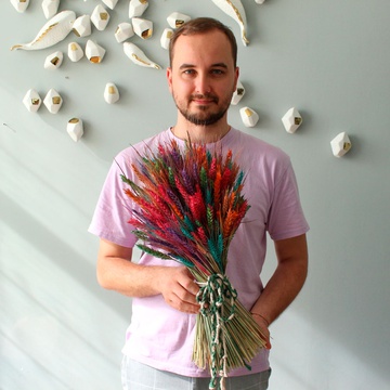 Букет из сухоцветов "Радужная пшеница"