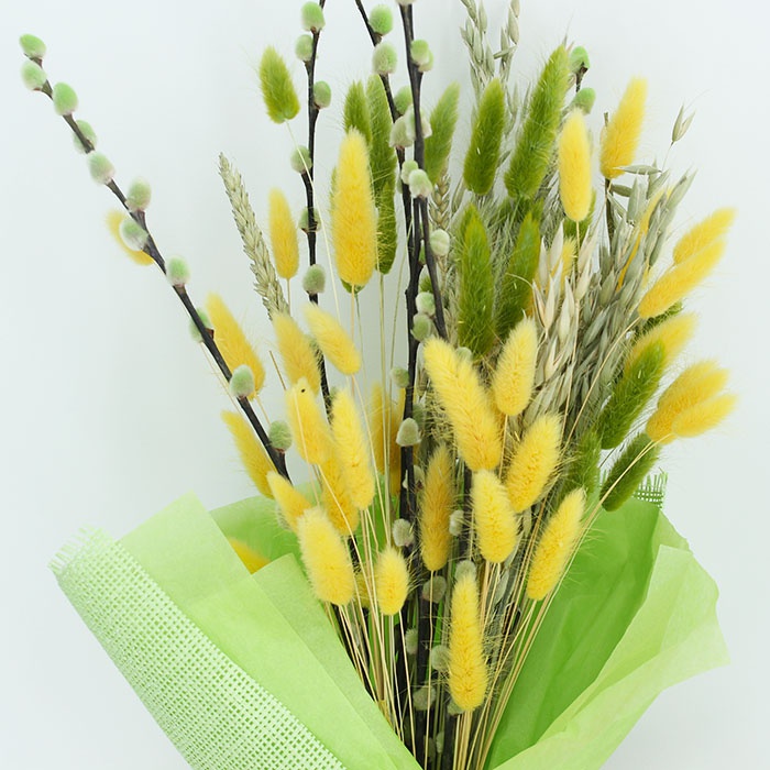 Букет з верби та лагурусу "Зелена свіжість"