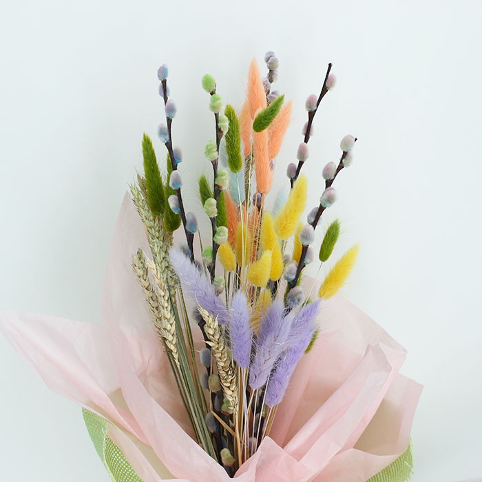Букет из вербы и лагуруса "Колоритная мелодия"