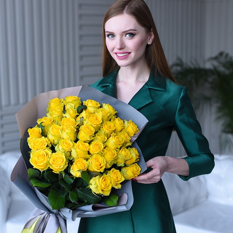 Букет 35 жовтих троянд Пенні Лейн