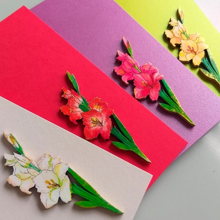 Открытка с гладиолусом большая