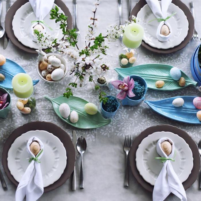 Подарочный набор керамической посуды, голубого цвета