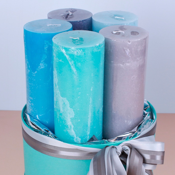 Подарочный набор со свечами бирюза