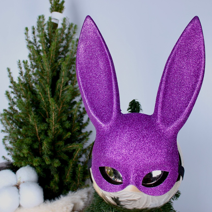 Карнавальная маска заяц малиновая