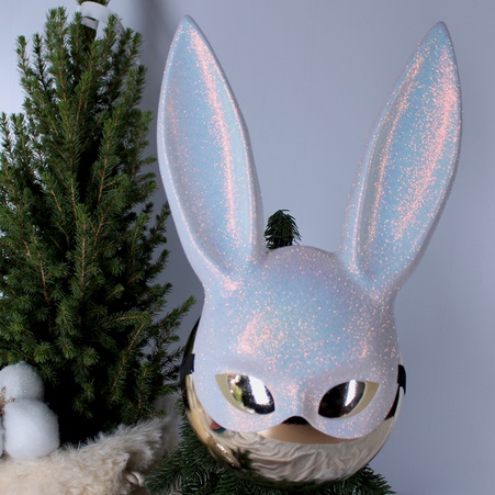 Карнавальна маска заєць біла