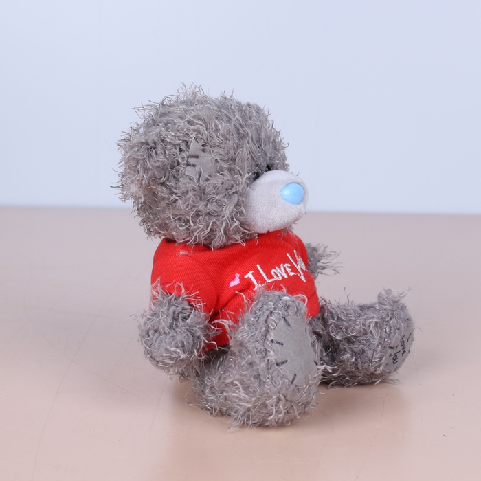 Мягкая игрушка серый мишка тедди в кофточке