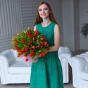 Букет 101 красный тюльпан