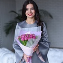 Букет 21 розовый дабл тюльпан