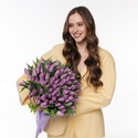 Букет 101 ніжно-фіолетовий тюльпан