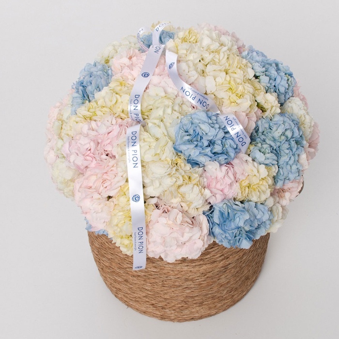 Квіти у кошику "51 гортензія мікс"