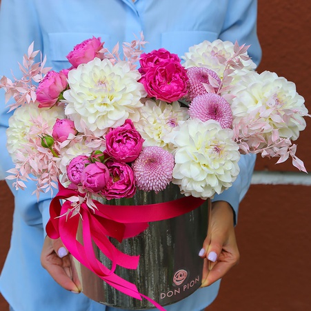 Квіти в коробці "Рожевий сорбет"