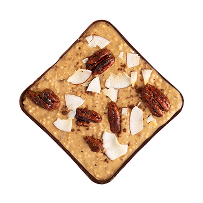 Плитка темного, белого шоколада с карамелью, с пеканом и кокосом от Spell