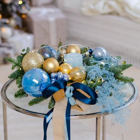 Композиція новорічний вінок "Теплий вечір"