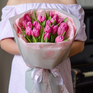 Букет 25 розовых тюльпанов