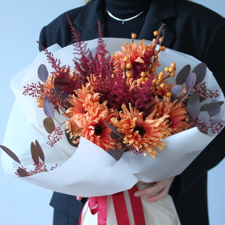 Букет 9 гербер "Оранжевая звезда"