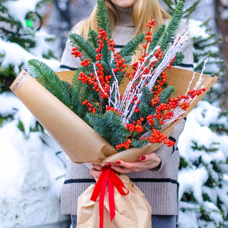 Букет из хвои "Акварель зимнего леса"