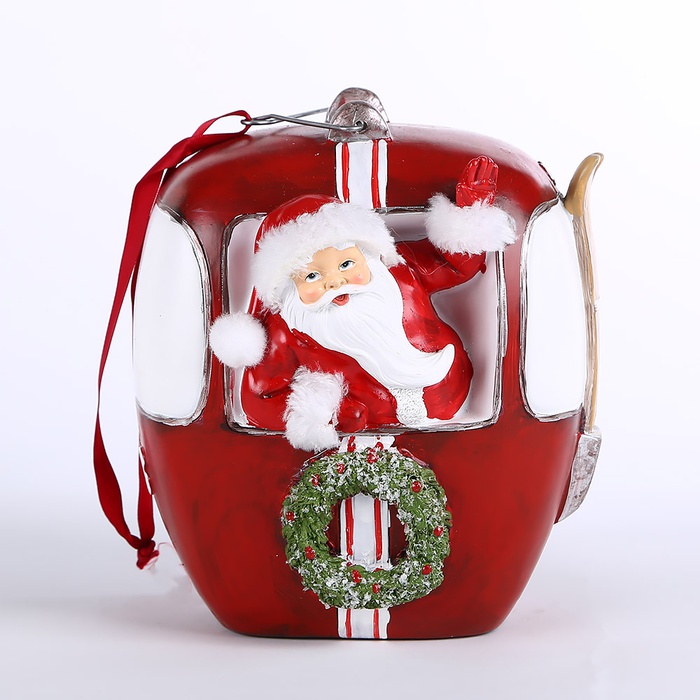 Новогодняя статуэтка Дед Мороз на канатной дороге