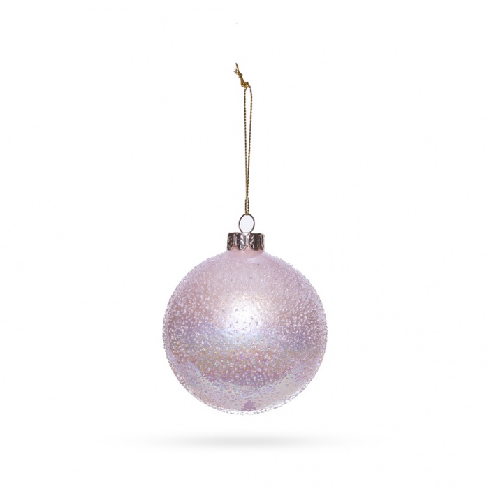 Новорічна куля на ялинку з бісером бузкова