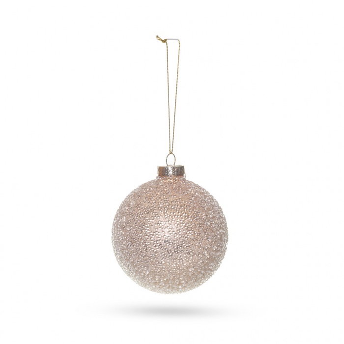 Новорічна куля на ялинку з бісером шампань