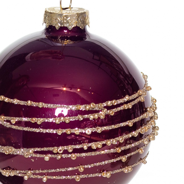 Новогодний шар на елку бордо с золотом