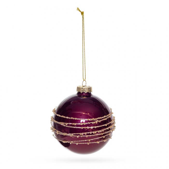 Новогодний шар на елку бордо с золотом