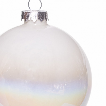 Новорічна куля на ялинку перлово-біла, M