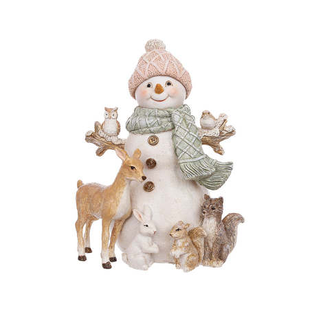 Статуетка Сніговик із лісовими друзями